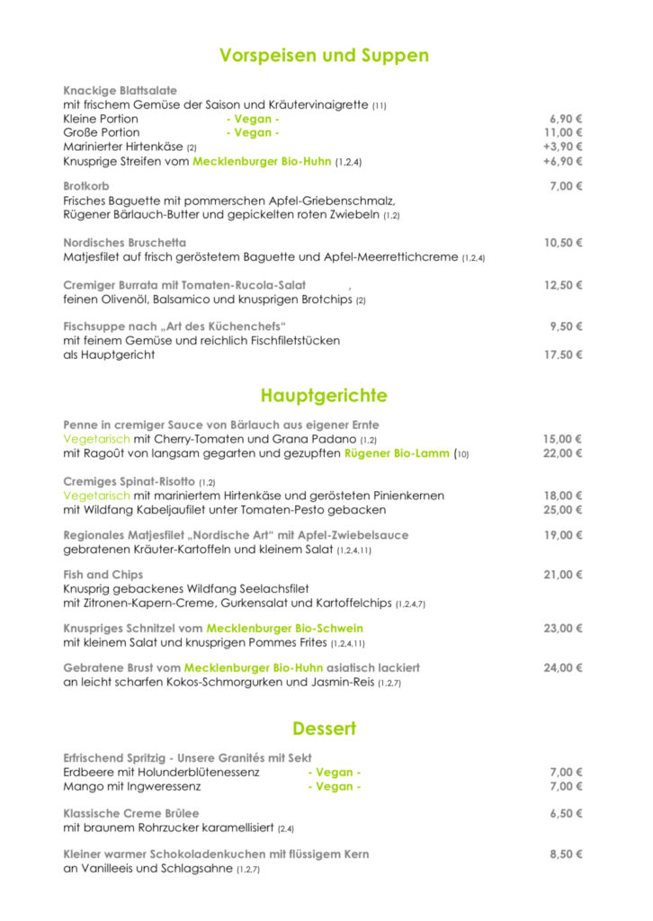 Speisekarte Hotel Der Wilde Schwan