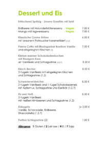 Dessertkarte Hotel Der Wilde Schwan