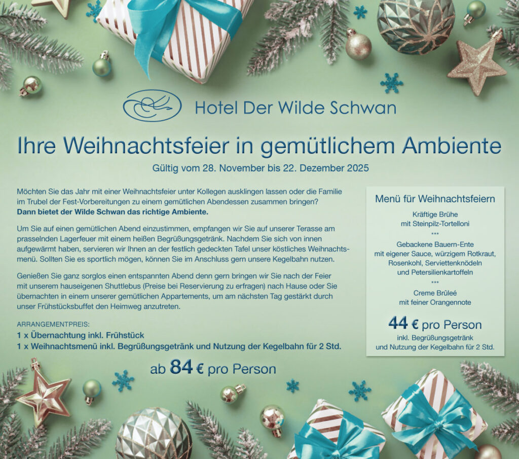 Weihnachtsfeier planen im Wilden Schwan