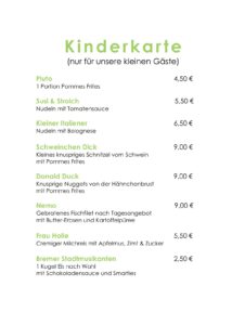 Kinderkarte Hotel Der Wilde Schwan