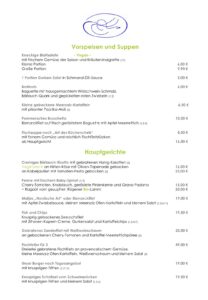 Speisekarte Hotel Der Wilde Schwan
