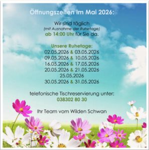 Unsere Öffnungszeiten im Mai