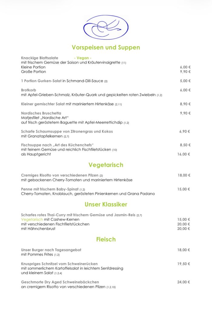 Speisekarte ab 07.Juli
