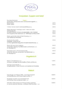 Speisekarte ab Oktober
